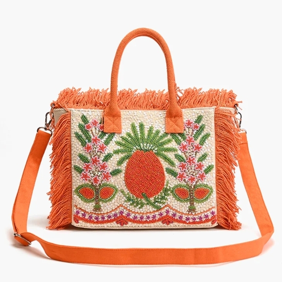 America & Beyond Handbags - America & Beyond Fringe Fiesta Pineapple Mini Tote NWT